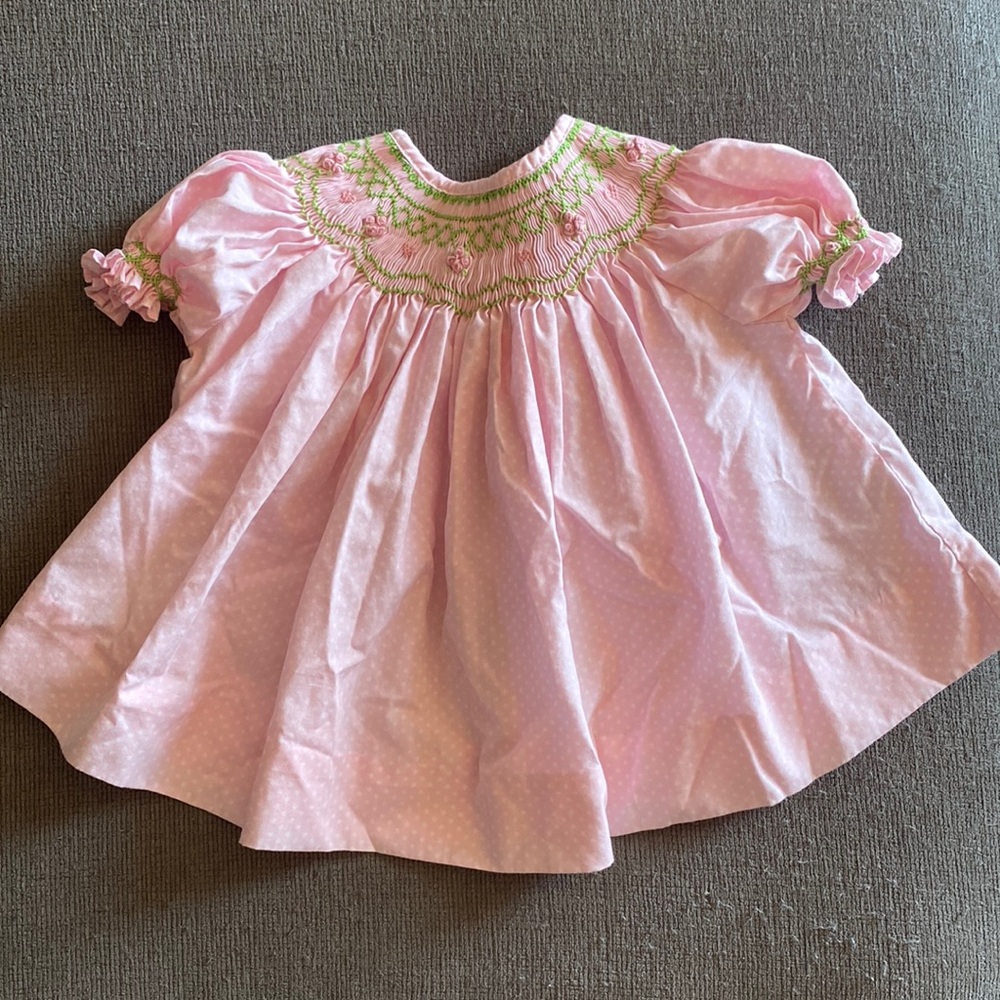 Pink and Green Smocked Dress